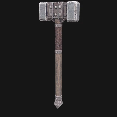 Steel war hammer with a leather-wrapped wooden handle, generated by BAC